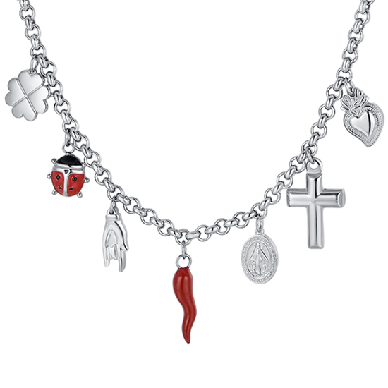 COLLANA DONNA IN ACCIAIO CON CHARMS