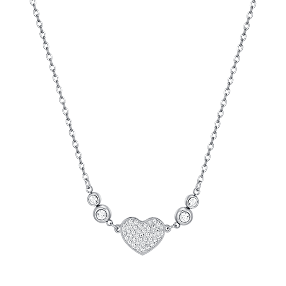 COLLANA DONNA IN ACCIAIO CON CUORE CON CRISTALLI BIANCHI