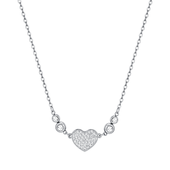 COLLANA DONNA IN ACCIAIO CON CUORE CON CRISTALLI BIANCHI