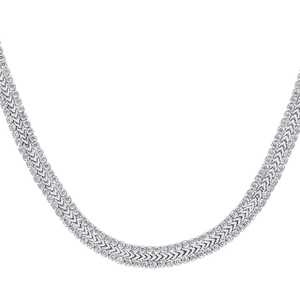 COLLANA TENNIS DONNA IN ACCIAIO CON CRISTALLI BIANCHI