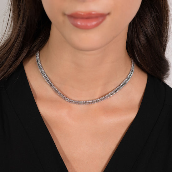 Collana Tennis in Argento 925 con zirconi e cuore centrale in vari colori - Kulto 925 Collana Tennis in Argento 925 con zirconi e cuore centrale in vari colori - Kulto 925