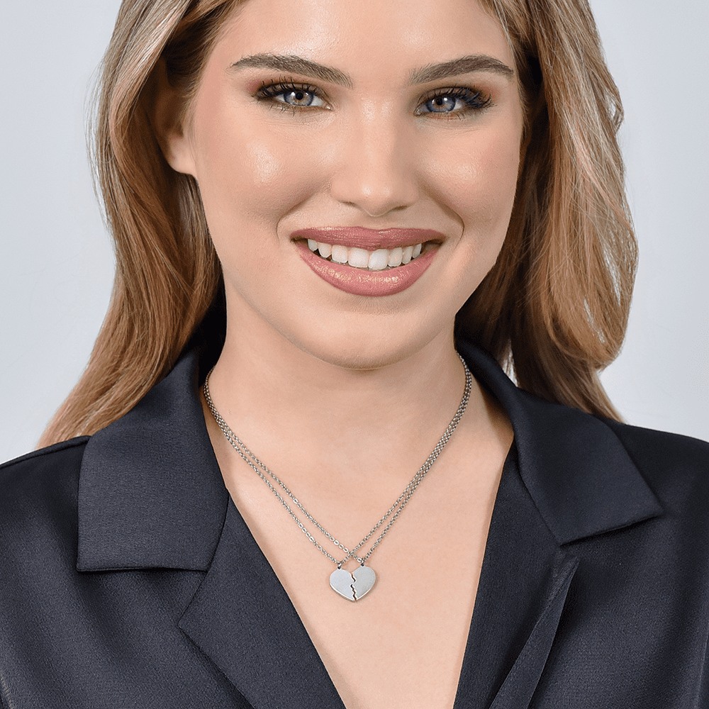 COLLANA COPPIA IN ACCIAIO CON CUORE