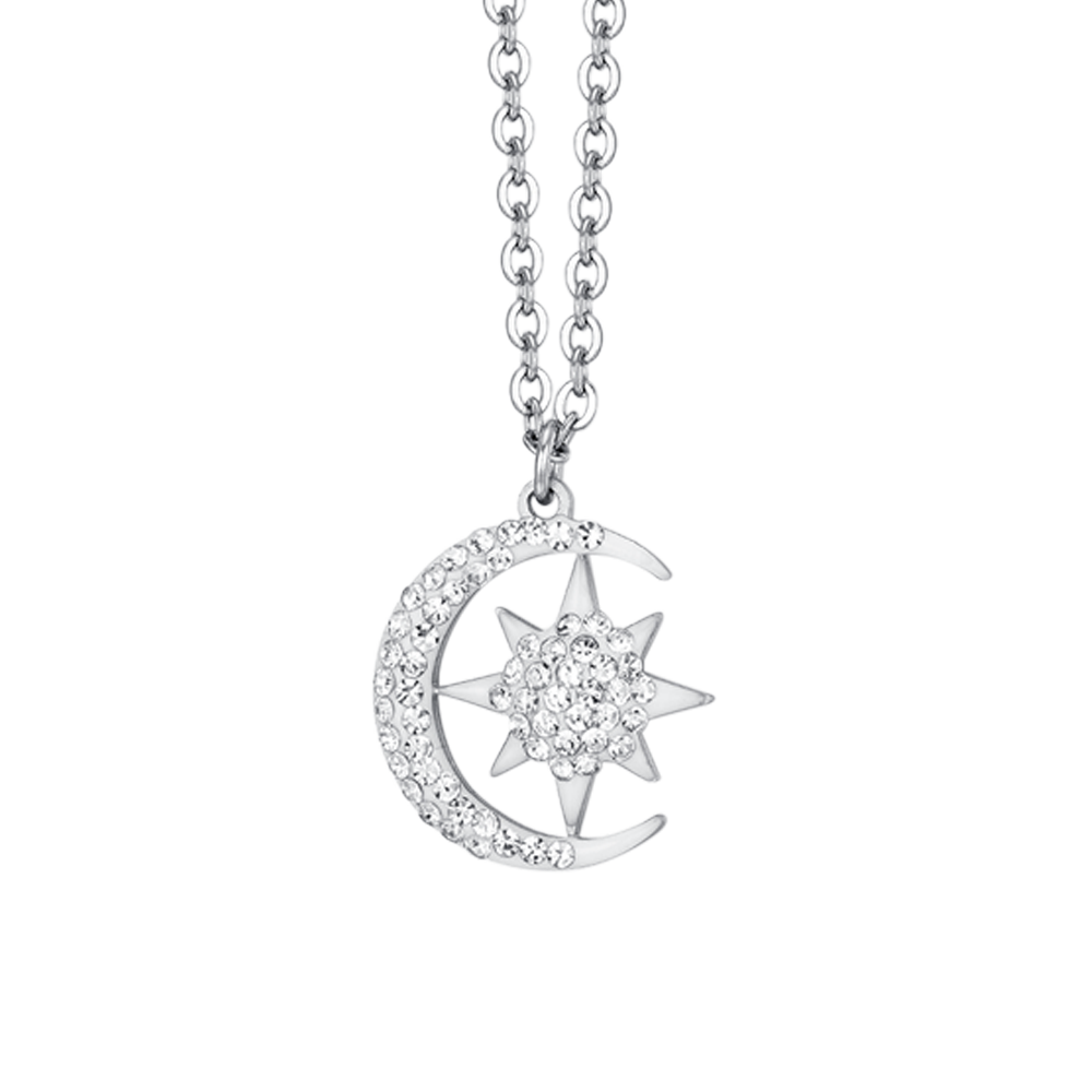 Collana Girocollo Brosway Chant In Acciaio Con Luna, Stelle E Cristalli Swarovski - BAH06, Finitura Oro 14K