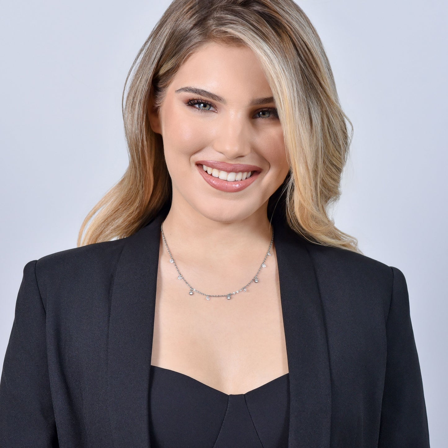 COLLANA DONNA IN ACCIAIO CRISTALLI BIANCHI