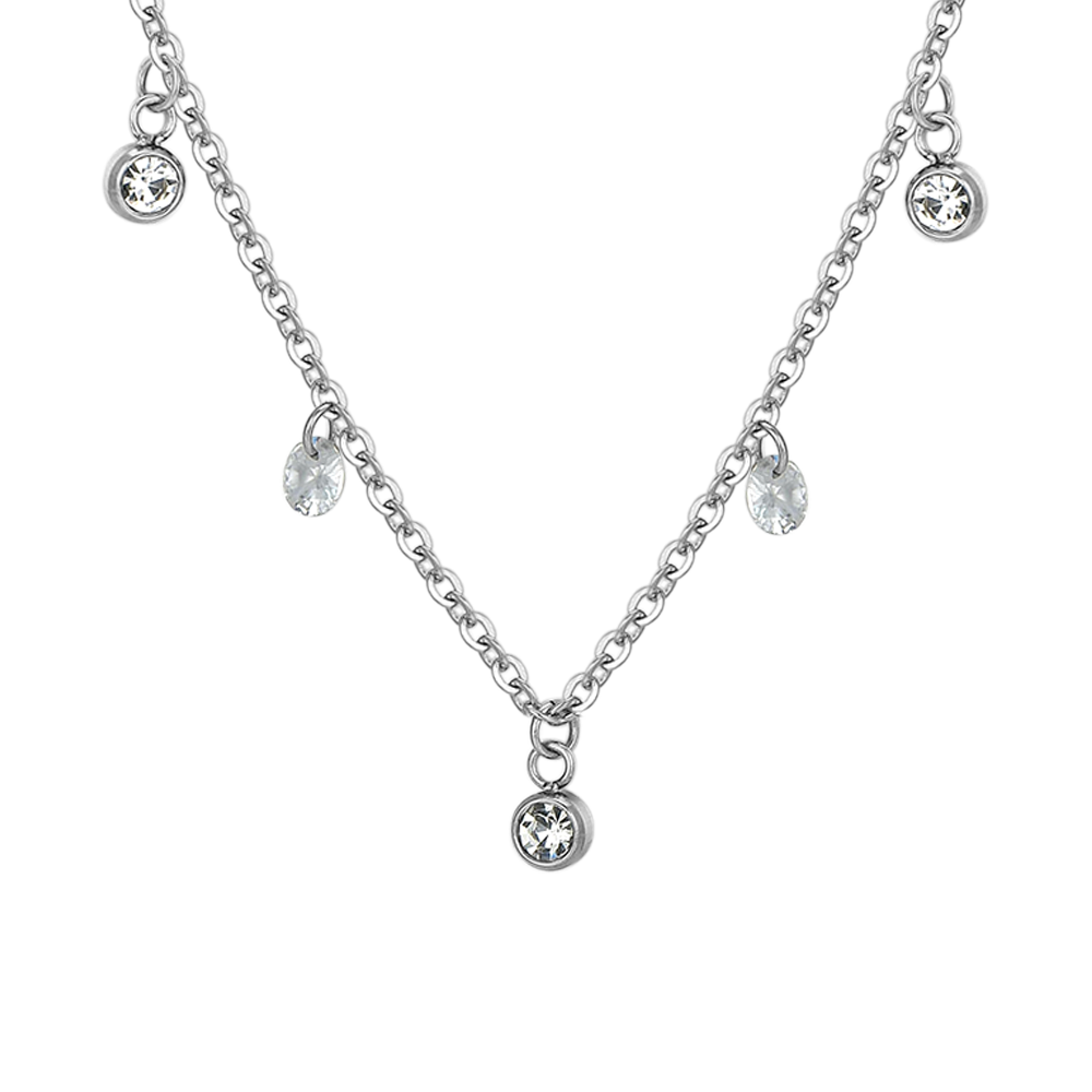 COLLANA DONNA IN ACCIAIO CRISTALLI BIANCHI