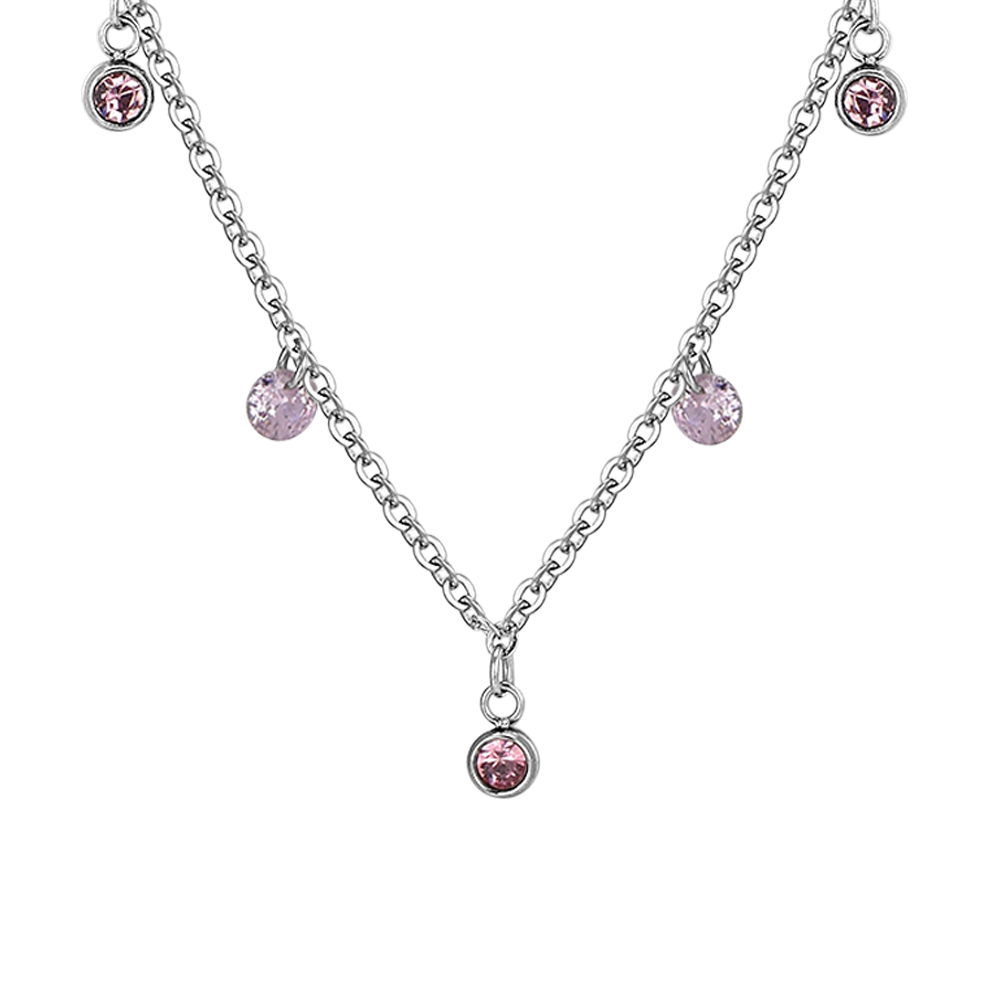 COLLANA DONNA IN ACCIAIO CRISTALLI ROSA