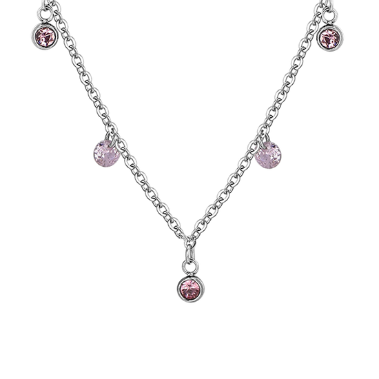 COLLANA DONNA IN ACCIAIO CRISTALLI ROSA