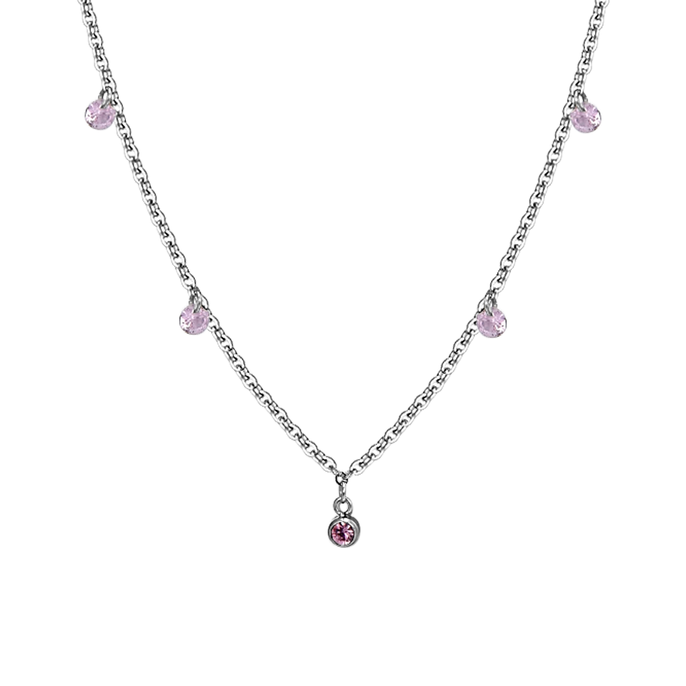 COLLANA DONNA IN ACCIAIO CRISTALLI ROSA Luca Barra