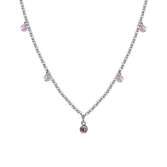 COLLANA DONNA IN ACCIAIO CRISTALLI ROSA Luca Barra