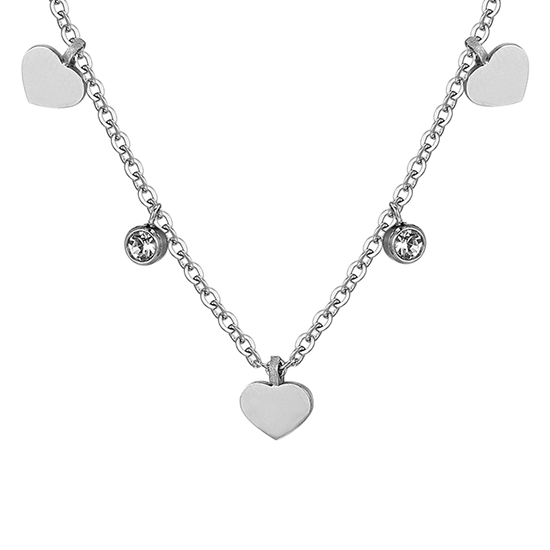 COLLANA DONNA IN ACCIAIO CUORI E CRISTALLI