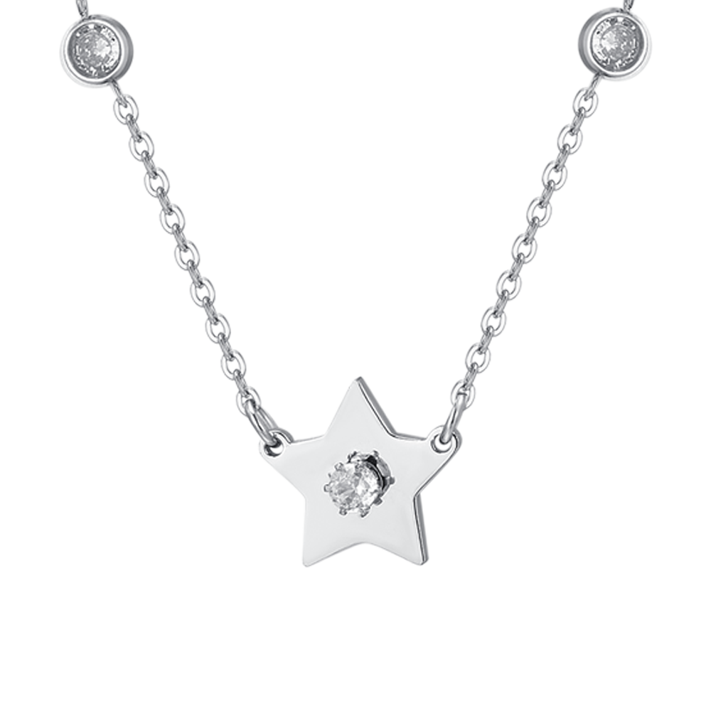 COLLANA DONNA IN ACCIAIO STELLE E ZIRCONI