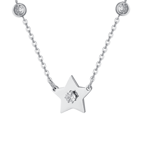 COLLANA DONNA IN ACCIAIO STELLE E ZIRCONI