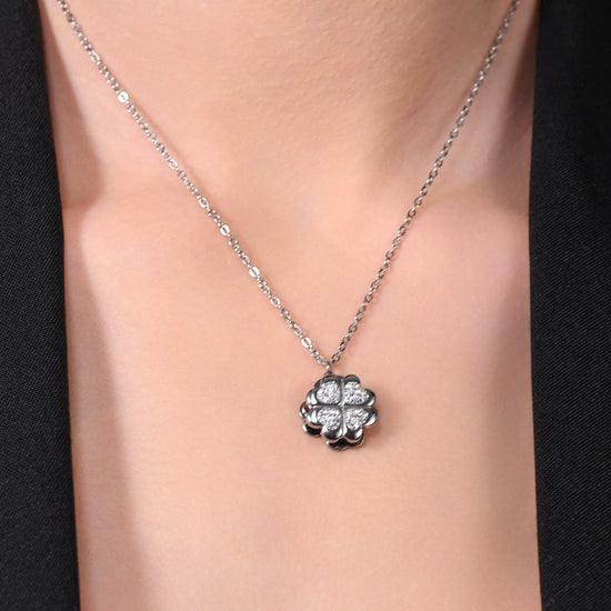 COLLANA DONNA IN ACCIAIO QUADRIFOGLIO GIREVOLE