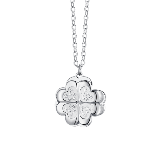 Collana in Oro bianco con Quadrifoglio e Perla rosa | Comete Gioielli Collana in Oro bianco con Quadrifoglio e Perla rosa | Comete Gioielli