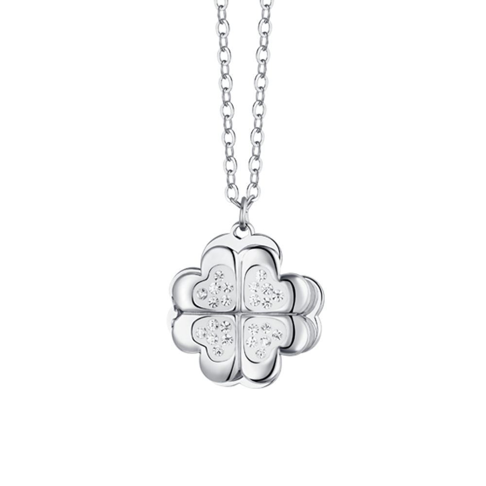COLLANA DONNA IN ACCIAIO QUADRIFOGLIO GIREVOLE