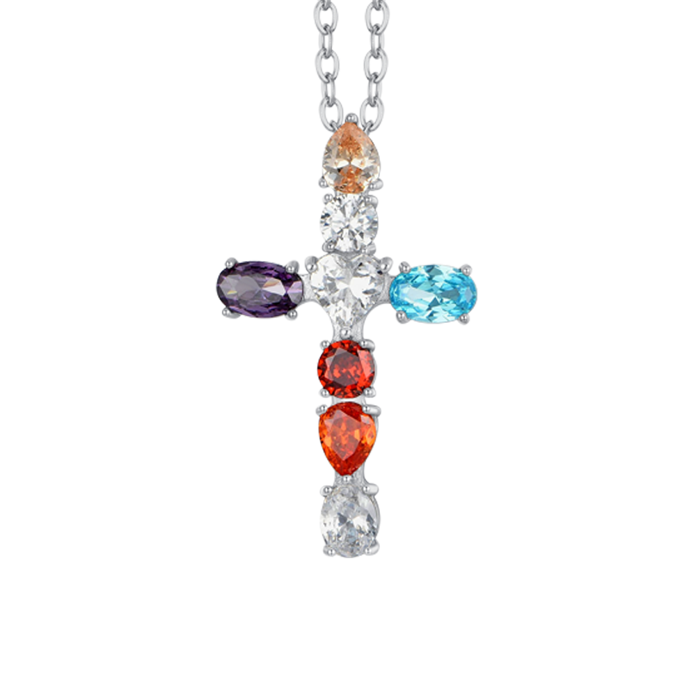 COLLIER FEMME CROIX EN ACIER AVEC ZIRCON CUBIQUE