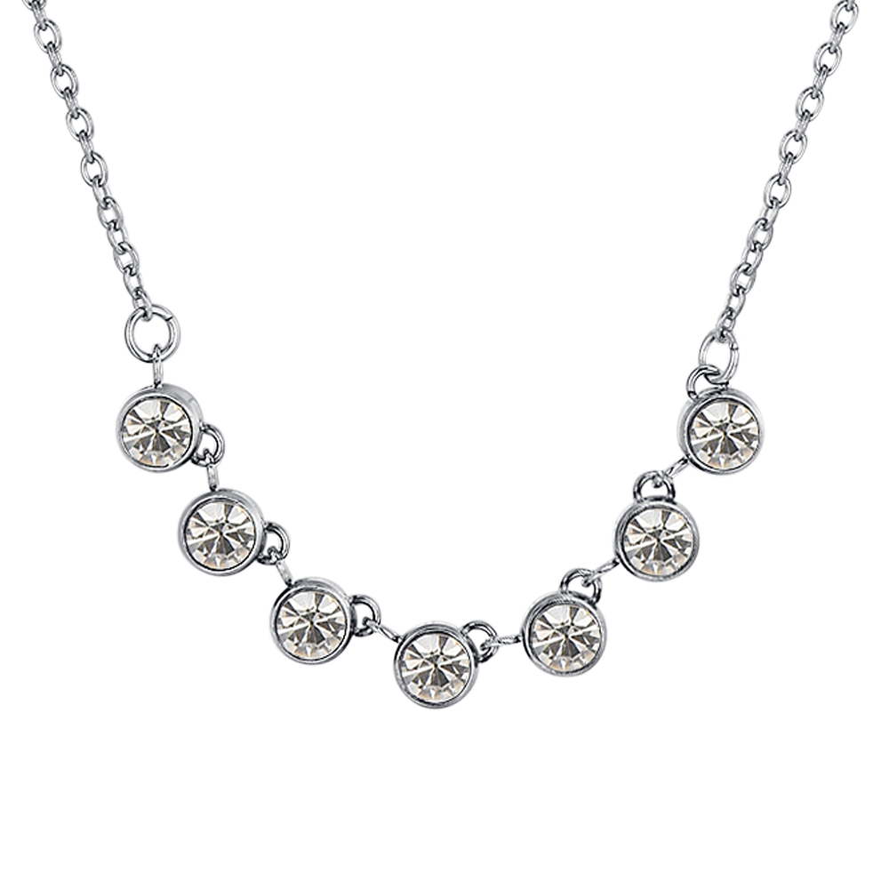 COLLANA DONNA IN ACCIAIO CRISTALLI BIANCHI