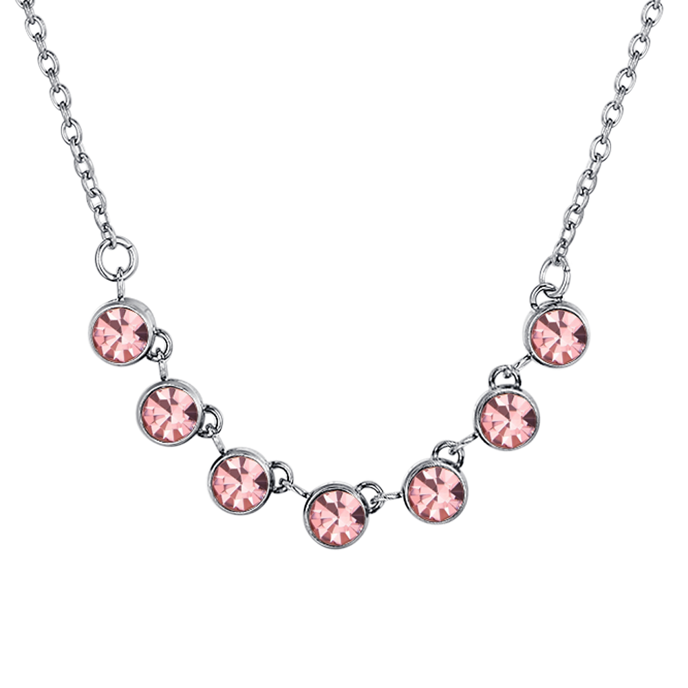 COLLANA DONNA IN ACCIAIO CRISTALLI ROSA