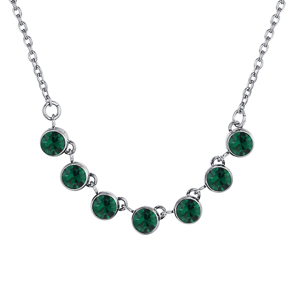COLLANA DONNA IN ACCIAIO CRISTALLI VERDE