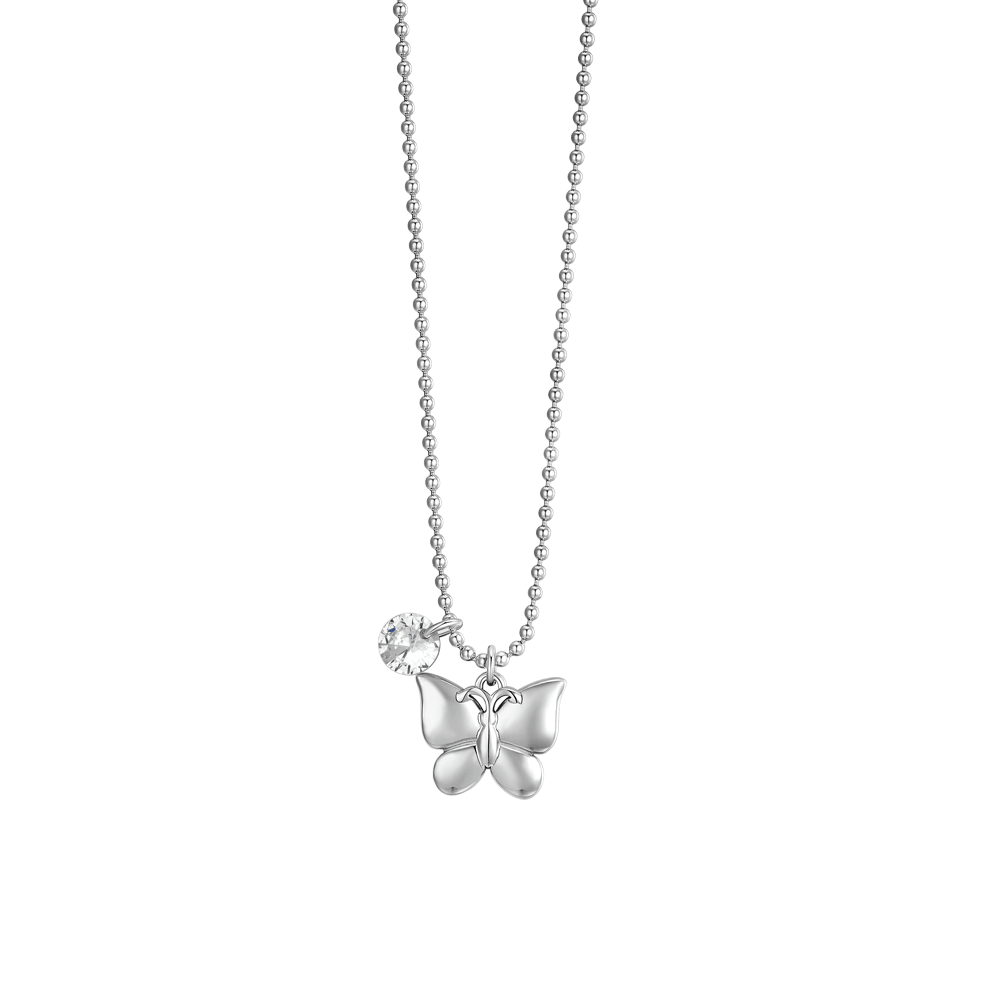Yumilok Jewelry Collana Donna Farfalla In Argento 925 Con Zirconi, Doppia Catana
