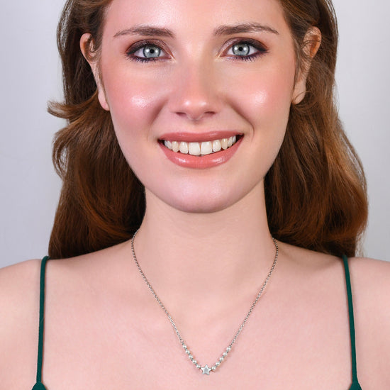 COLLANA DONNA IN ACCIAIO E PERLE BIANCHE CON STELLA