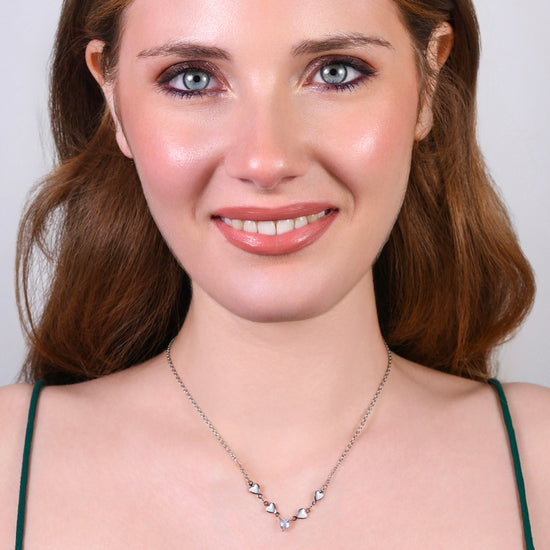 Collana Donna S. Oliver In Argento 925 Con Ciondolo E 42 Zirconi Bianchi, Taglio Rotondo. Lunghezza 45 Cm, Chiusura A Ancora. Gioiello Elegante E Brillante, Placcato In Rodio.