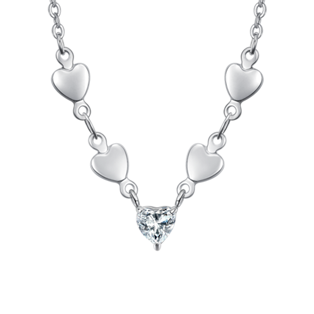 COLLANA DONNA IN ACCIAIO CON CUORI E ZIRCONI BIANCHI