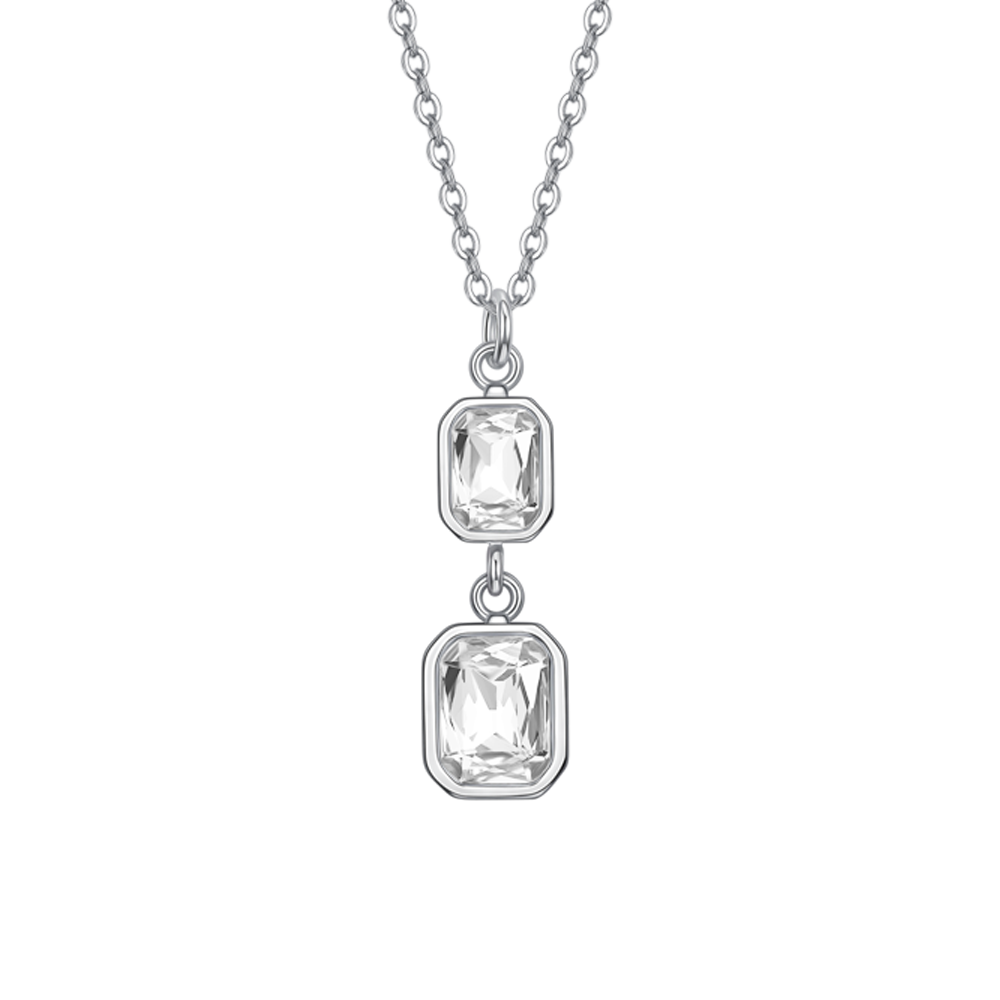 COLLANA DONNA IN ACCIAIO  CON CRISTALLI BIANCHI