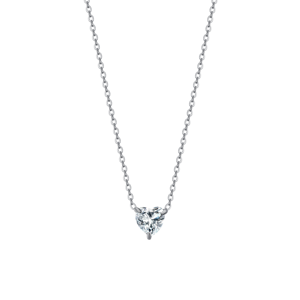 Collana con ciondolo a forma di cuore in cristallo: catena a sfere in acciaio inossidabile - Italia