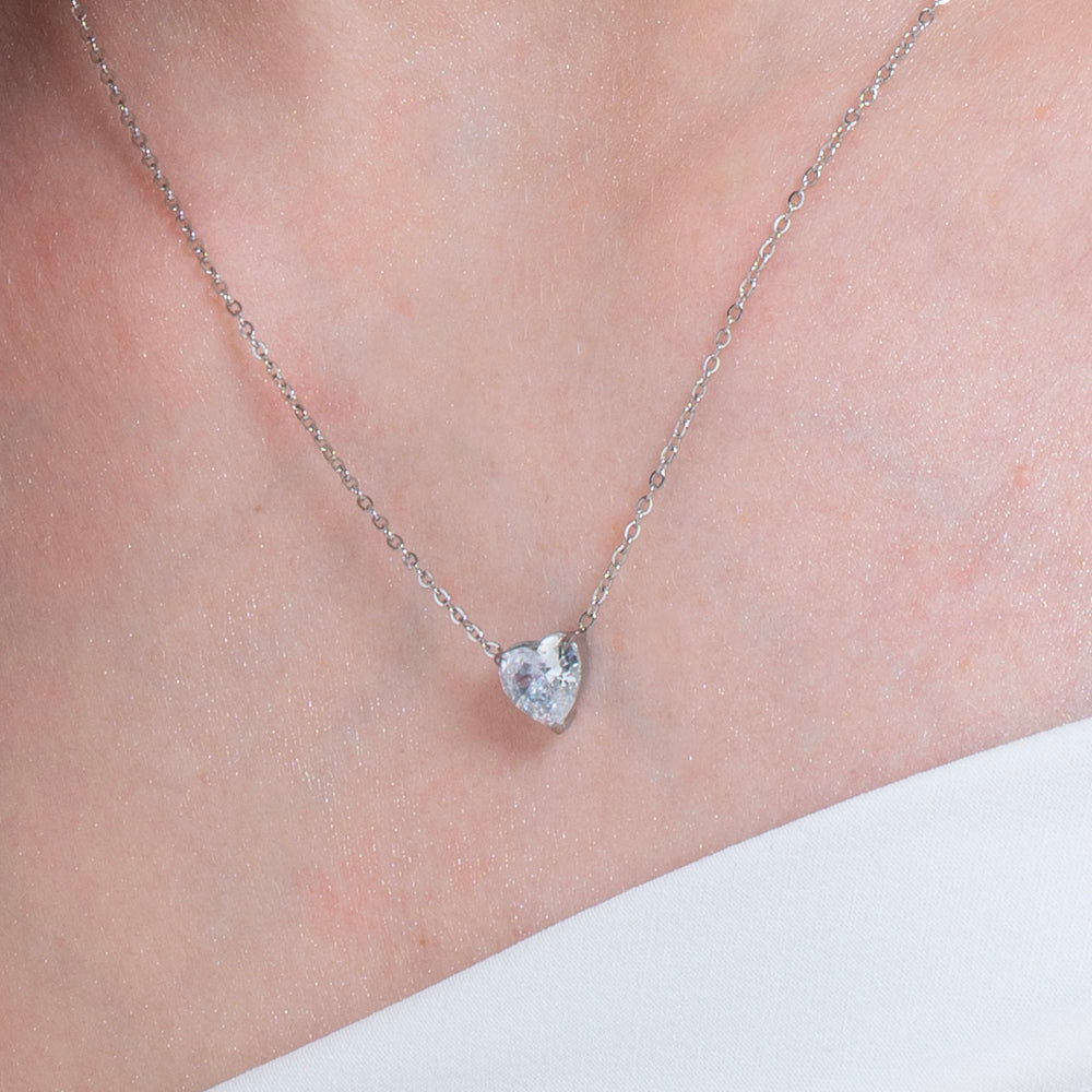 Collana A Cuore Con Farfalla E Cristalli – Gioiello Lariat Con Catena Strass – Regalo Per Donne E Ragazze (Argento)