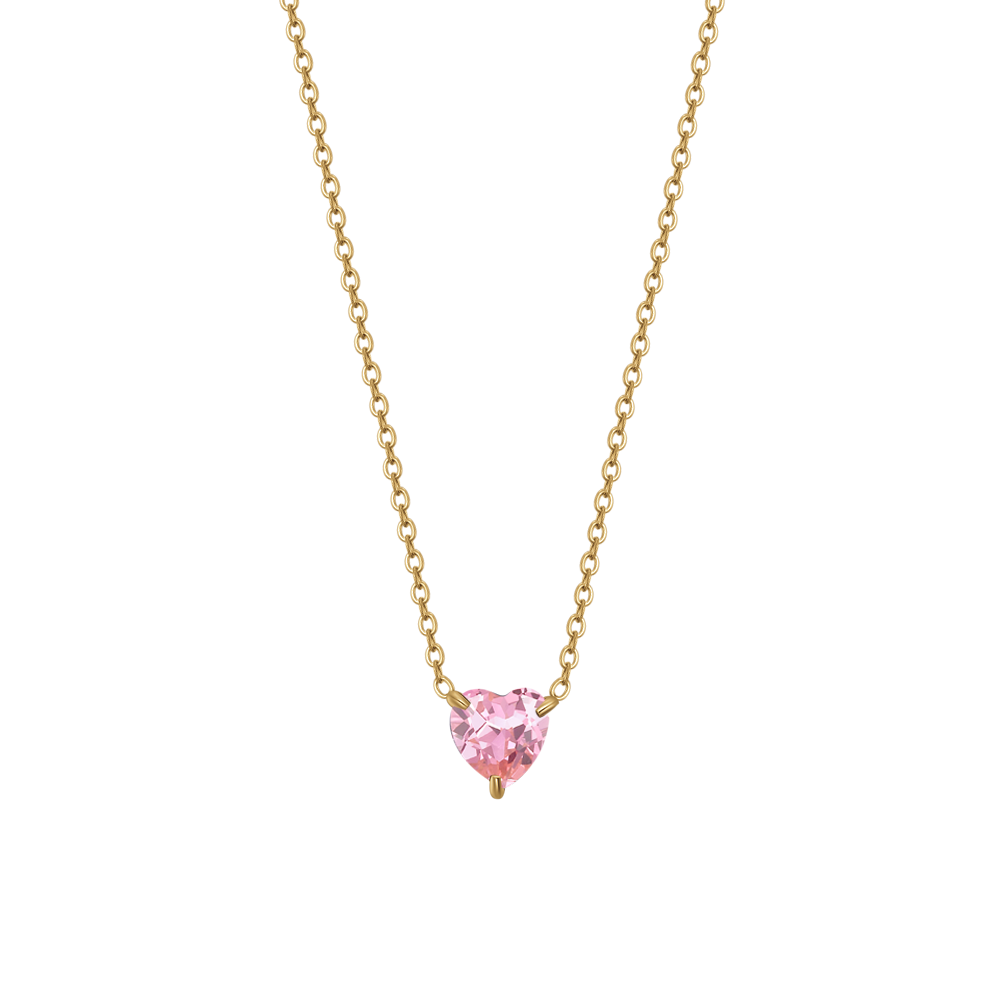 Collana Donna Con Ciondolo A Cuore Placcato Oro Rosa 18K - Acciaio Inossidabile (Lunghezza 45+5 Cm)