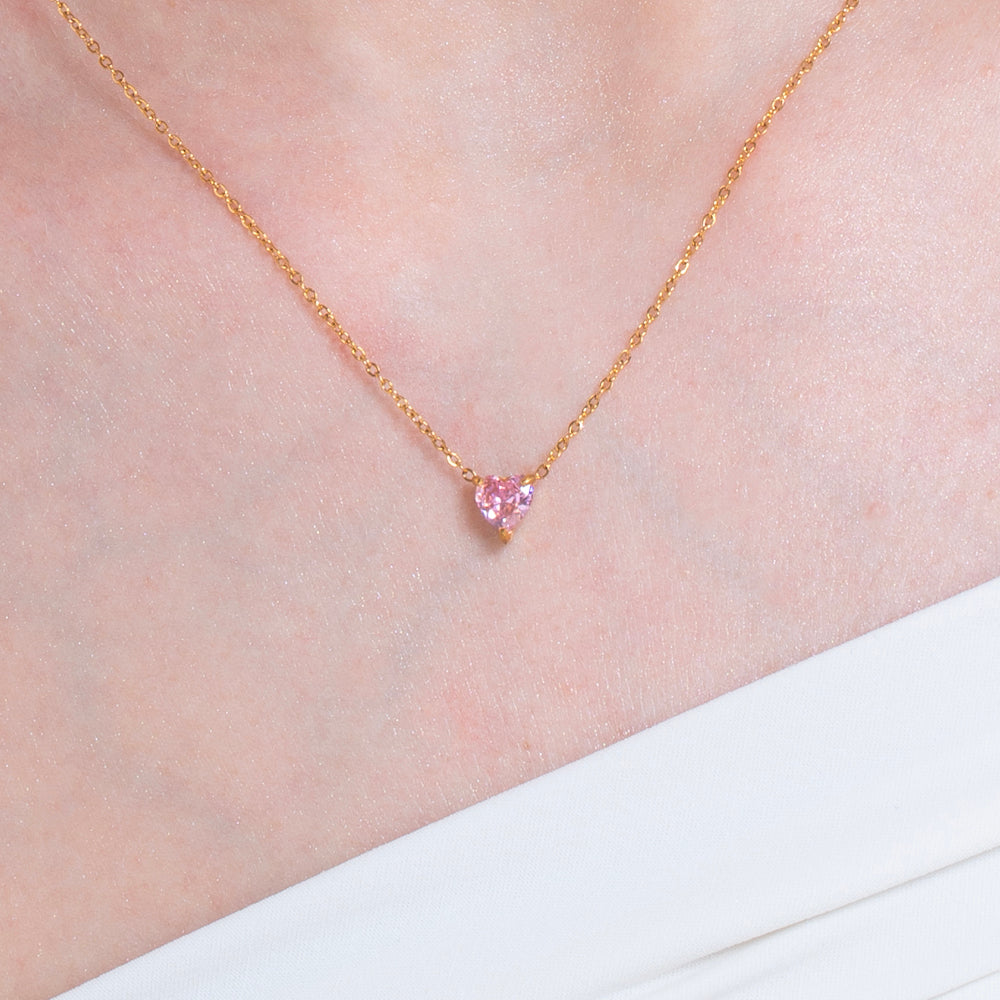 Collana oro rosa con cuore e diamanti 0,10ct Collana oro rosa con cuore e diamanti 0,10ct