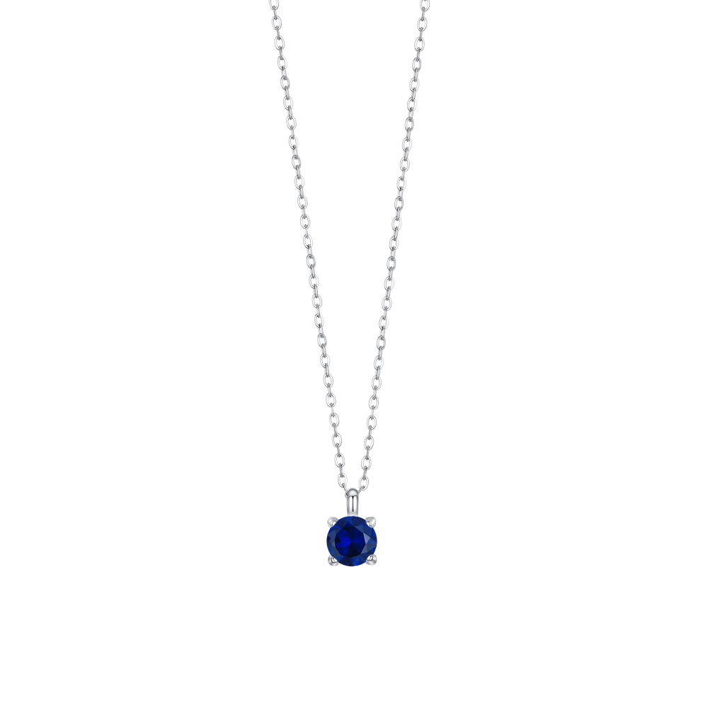COLLANA DONNA IN ACCIAIO CON ZIRCONE BLU