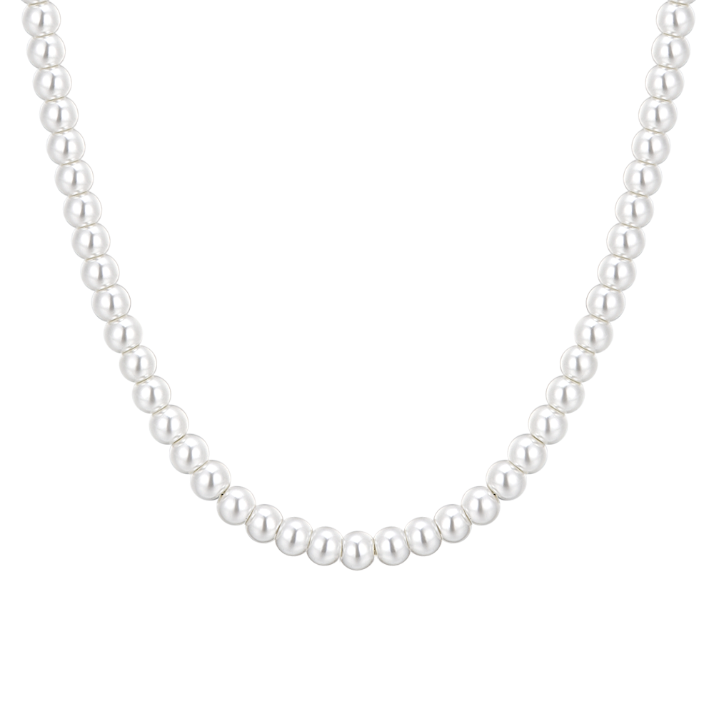 COLLANA DONNA IN ACCIAIO CON PERLE BIANCHE