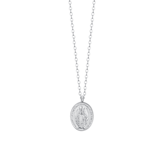 COLLANA DONNA IN ACCIAIO, MEDAGLIETTA CON MADONNINA MIRACOLOSA