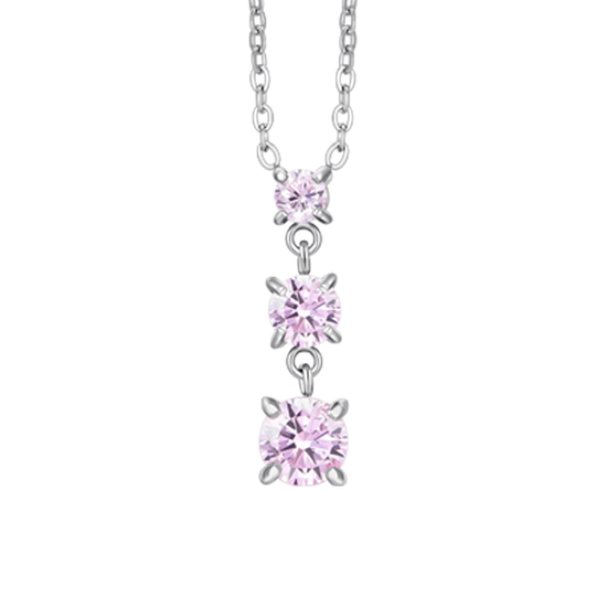 COLLANA DONNA IN ACCIAIO CON ZIRCONI ROSA