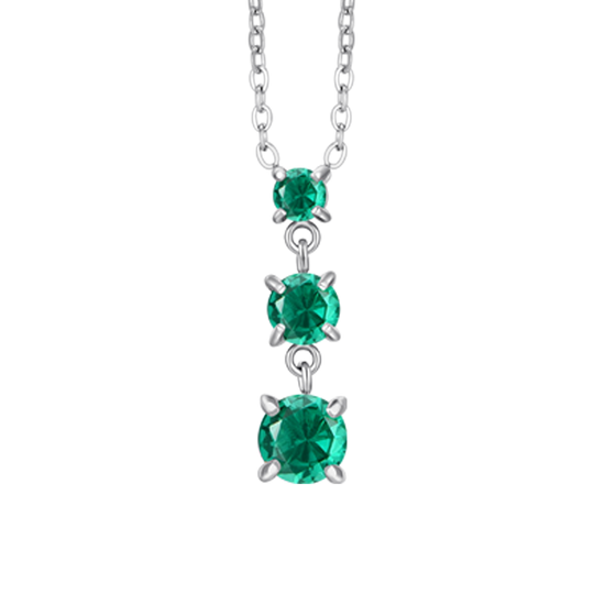 COLLANA DONNA IN ACCIAIO CON ZIRCONI VERDI