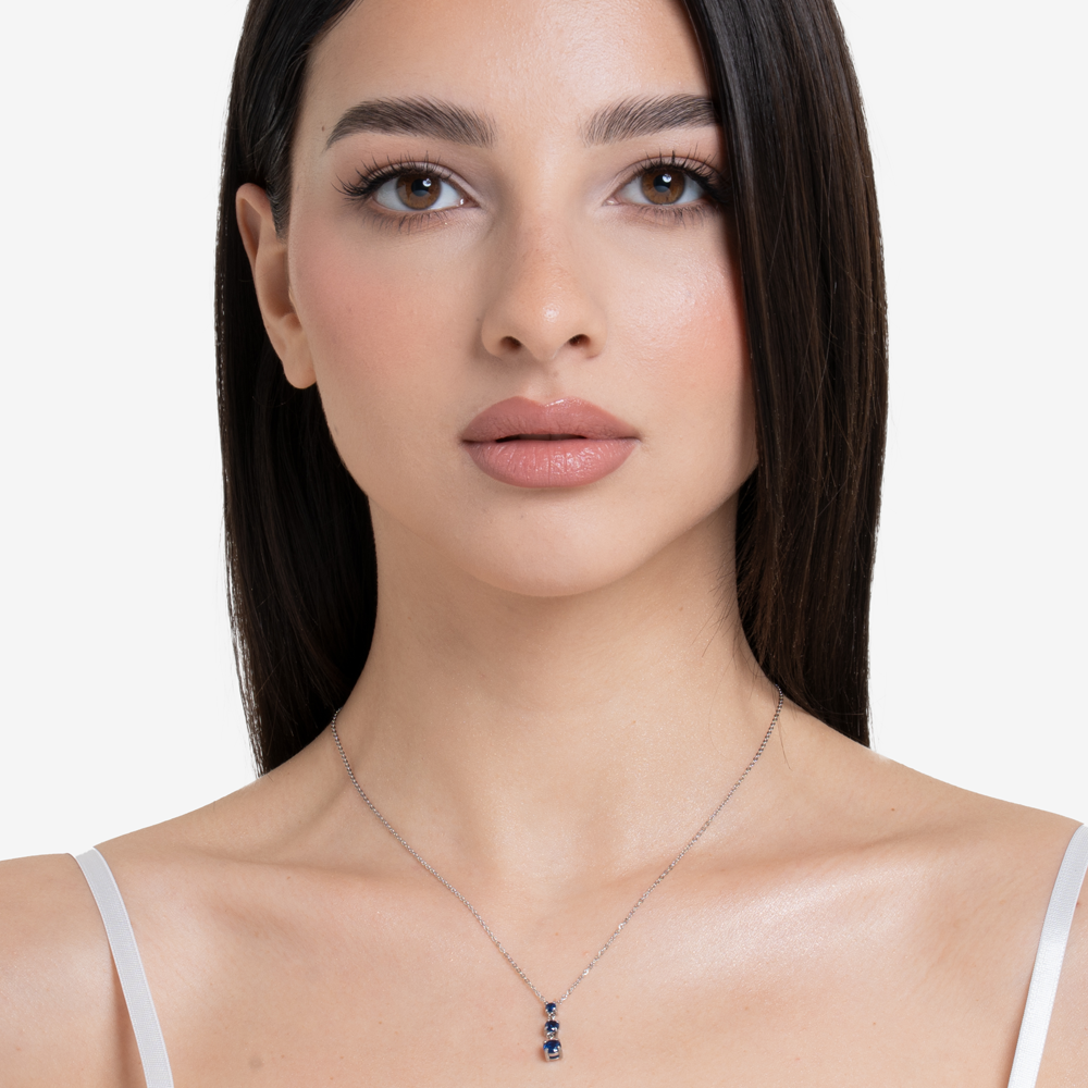 COLLANA DONNA IN ACCIAIO CON ZIRCONI BLU