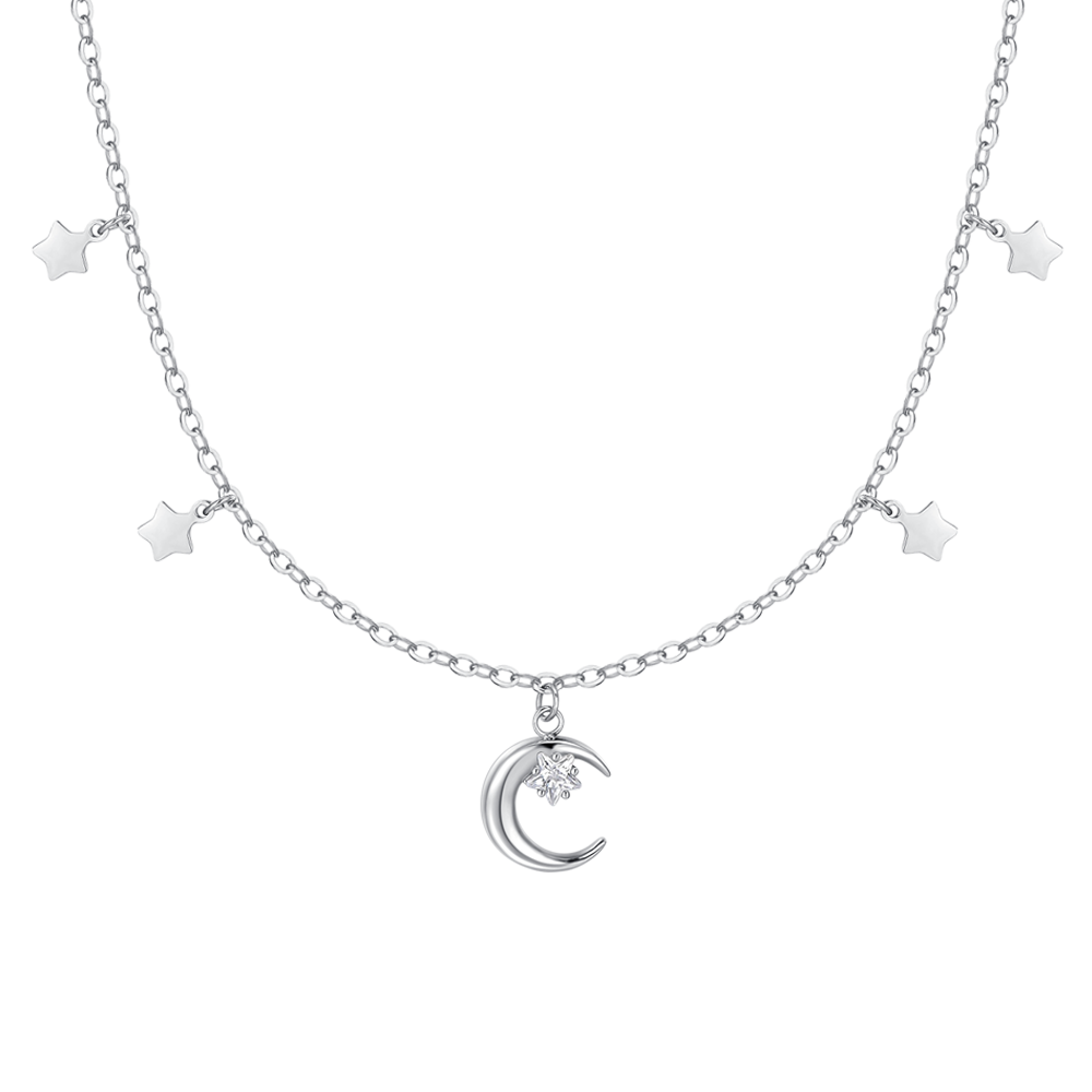Collana lunga con maxi ciondolo Luna e stelle con donna seduta - Gi Collana lunga con maxi ciondolo Luna e stelle con donna seduta - Gi