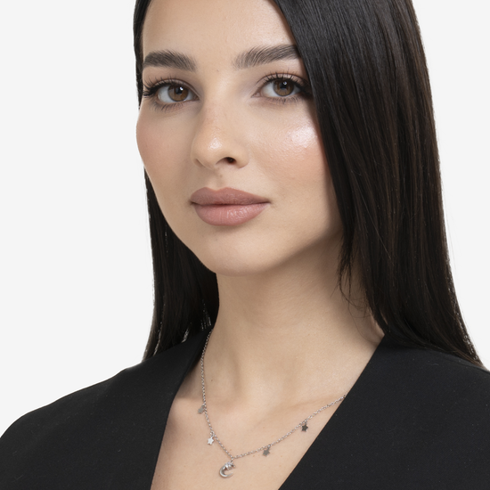 Sofia Milani - Collana da Donna in Argento 925 - con Pietra Zircone - Ciondolo a Luna Cerchio - N0449 Sofia Milani - Collana da Donna in Argento 925 - con Pietra Zircone - Ciondolo a Luna Cerchio - N0449