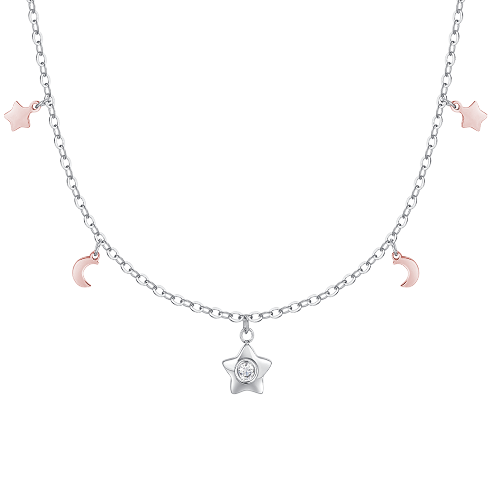 Marlion Jewels Collana Lunga Con Ciondolo Stella A Cinque Punte E Zirconia - Argento 925, Gioiello Elegante Per Donna