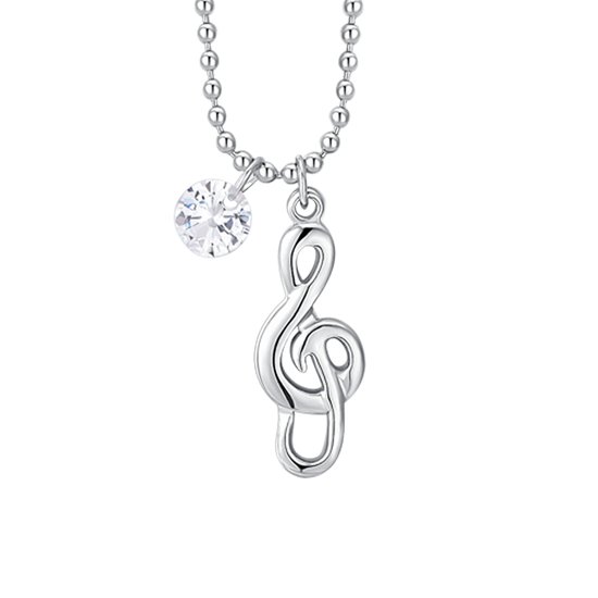 COLLANA DONNA IN ACCIAIO CON NOTA MUSICALE E ZIRCONE BIANCO COLLANA DONNA IN ACCIAIO CON NOTA MUSICALE E ZIRCONE BIANCO
