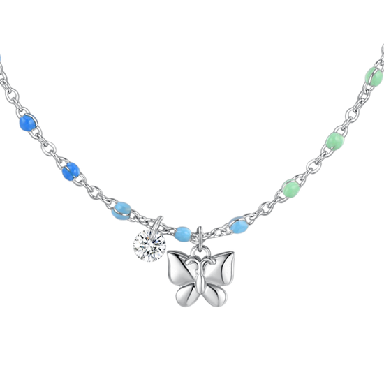 Hanessa Collana da donna in argento placcato argento, con farfalla, libellula, idea regalo per moglie/fidanzata, Smaltato, Nessuna pietra preziosa Hanessa Collana da donna in argento placcato argento, con farfalla, libellula, idea regalo per moglie/fidanzata, Smaltato, Nessuna pietra preziosa