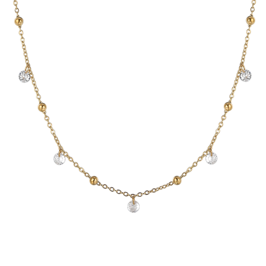 COLLANA DONNA IN ACCIAIO IP GOLD CON ZIRCONI BIANCHI