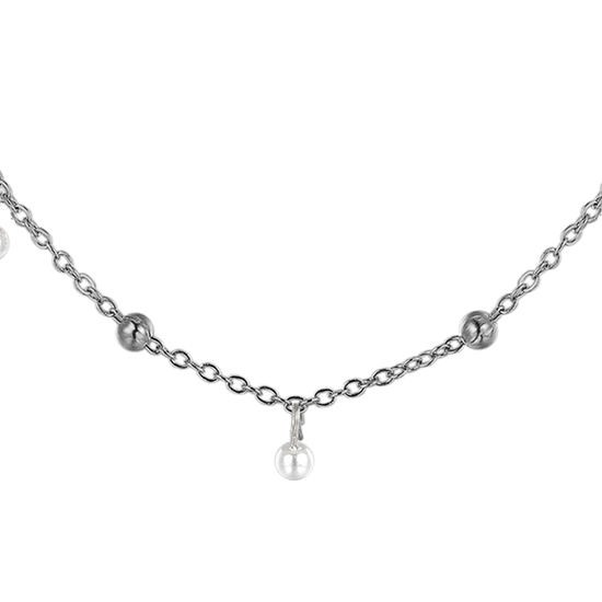 COLLANA DONNA IN ACCIAIO CON PERLE BIANCHE