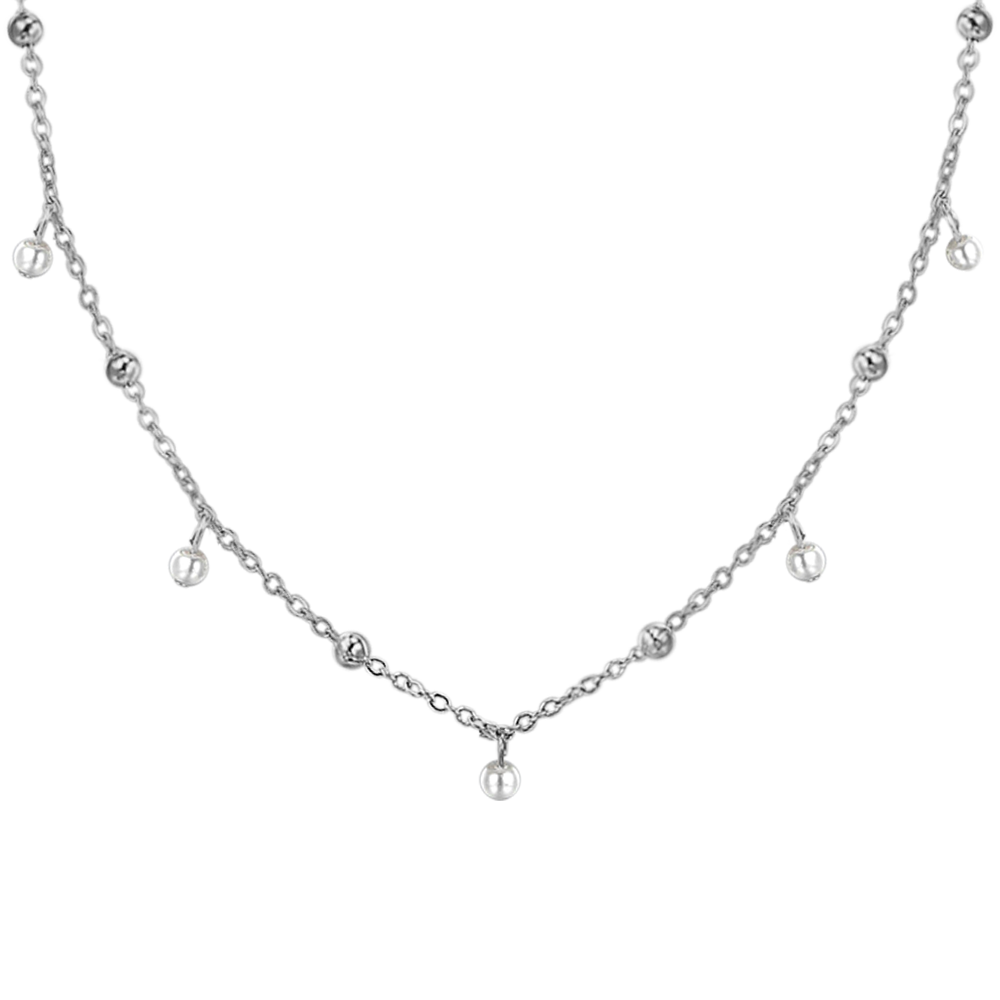 COLLANA DONNA IN ACCIAIO CON PERLE BIANCHE