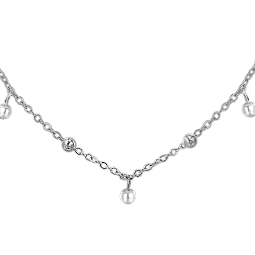 COLLANA DONNA IN ACCIAIO CON PERLE BIANCHE