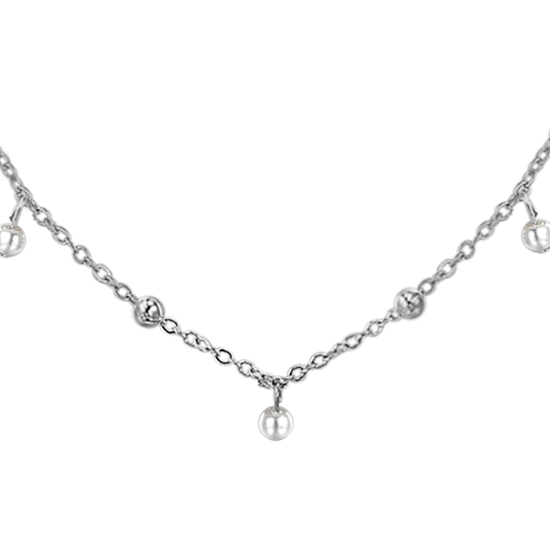 COLLANA DONNA IN ACCIAIO CON PERLE BIANCHE