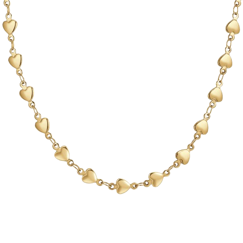 COLLANA DONNA IN ACCIAIO IP GOLD CON CUORI