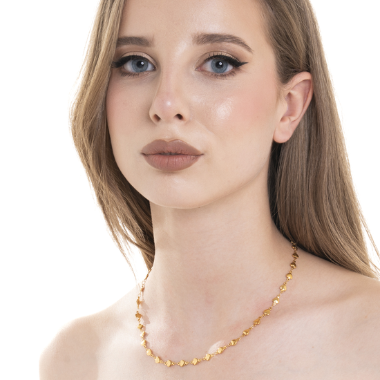 COLLANA DONNA IN ACCIAIO IP GOLD CON CUORI